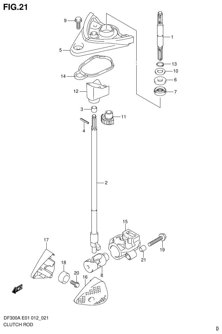 Suzuki DF300AP CLUTCH ROD parts diagram